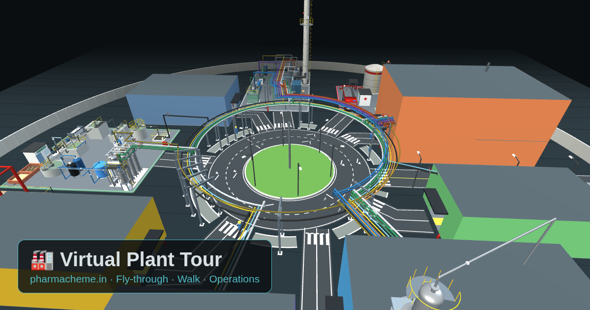 3D view of the PharmaChemE virtual chemical plant